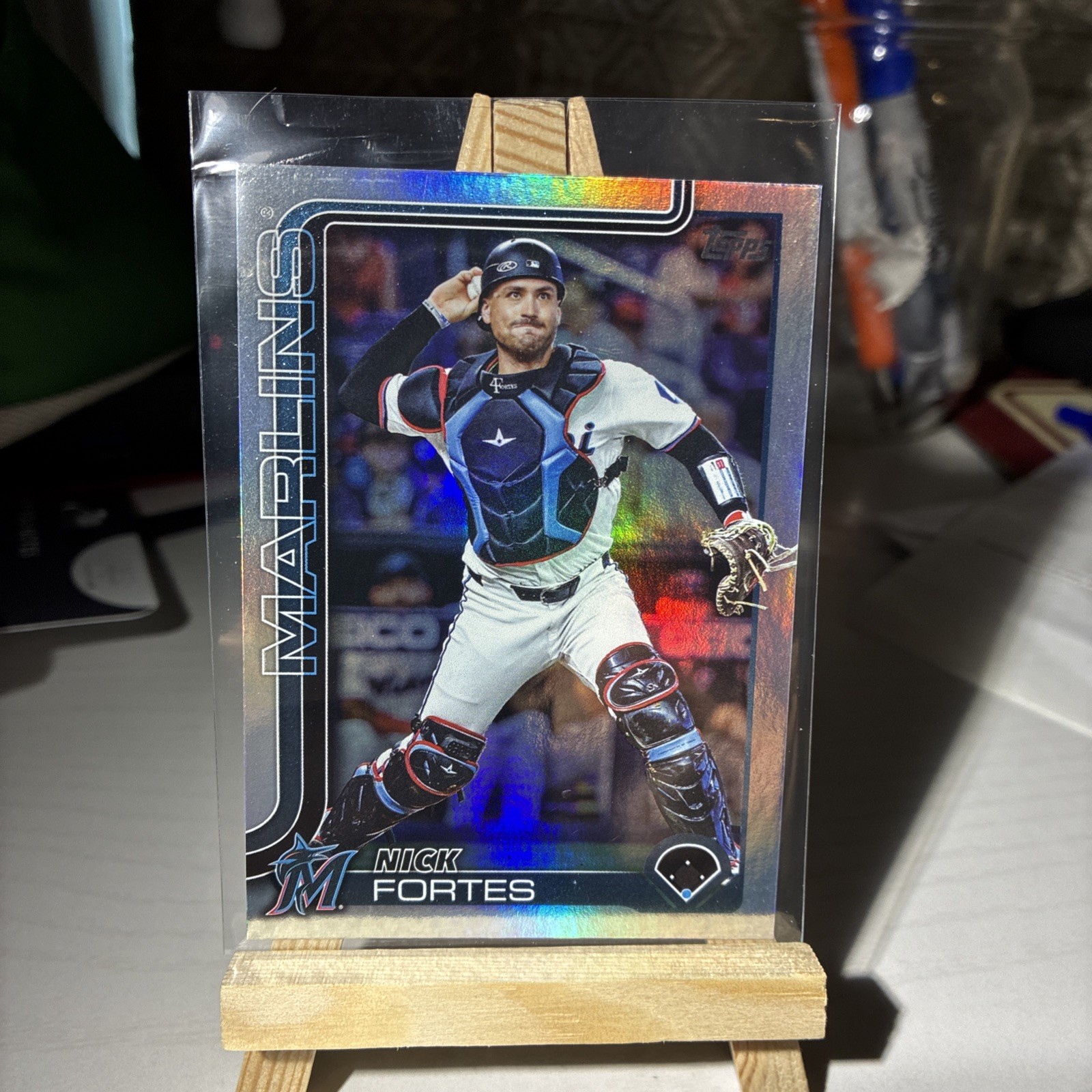 2025 Topps Series 2 Nick Fortes Silver Rainbow Foil #523 Miami Marlins Baseball Card