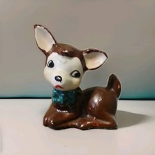 Cute 1950s Vintage Japan Kitsch Ceramic Deer/Fawn Baby Figurine Worn Condition