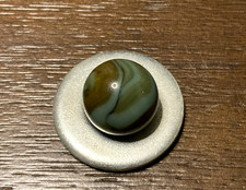 Akro Agate Green Brown Glass Slag Swirl Marble Vintage Mint 5/8 Combined Ship