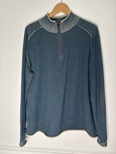 32 Bar Blues Men  s Quarter Zip Pullover Sweater Washed Mock Neck Sized Large a16