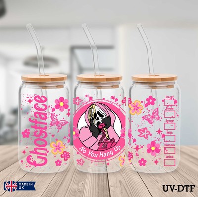 Ghostface Killer UV DTF Aufkleber - 16oz Libbey Dose Glasfolie yd232