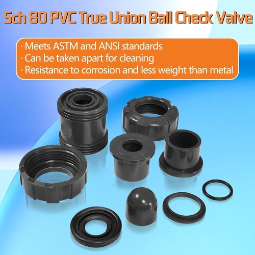 PVC True Union Check Valve, 3/4’’ Slip Swing Full Port 3/4'' - Picture 5 of 9