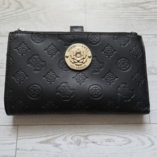 GUESS Black Wristlet Wallet Clutch Zip Pouch Logo Missing Strap