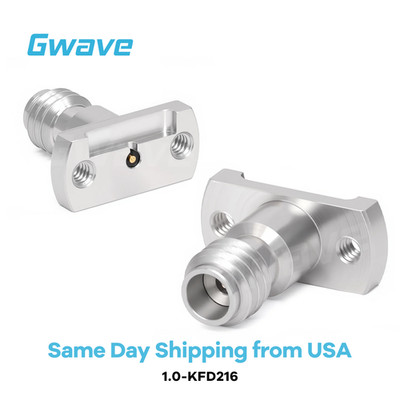 1.0mm Female Solderless PCB Connector, 2 Hole Flange for Microstrip, DC -110GHz
