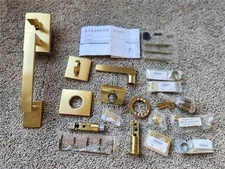 Baldwin SC.LAJxSQU.CSR.044.6L.DS La Jolla Handleset with Square - Satin Brass