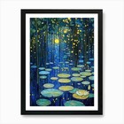Gustav Klimt Yellow Night Water Lil Framed Wall Art Poster Canvas Print Picture