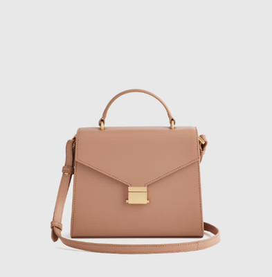 NWT QUINCE ITALIAN LEATHER TOP HANDLE CROSSBODY SATCHEL HANDBAG CAPPUCCINO $119