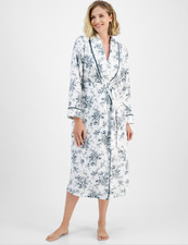 Charter Club Women's Long Floral-Print Flannel Robe