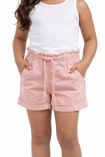 Justice Girls Pink Paperbag Waist Drawstring Cotton Shorts Size 6 Casual Summer