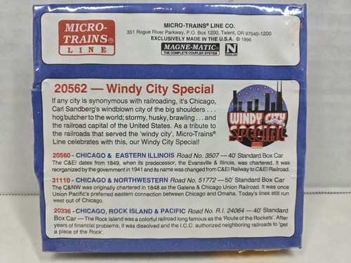 N Scale ***WINDY CITY SPECIAL*** Chicago Rail Box Car 3-Pack -Micro Trains 20562 - Picture 3 of 3