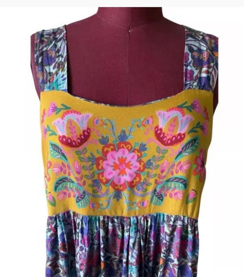 Maxi Vestido NATURAL LIFE Tricia Azul/Púrpura Floral Talla XL (Descontinuado) Nuevo Foto 2 de 4