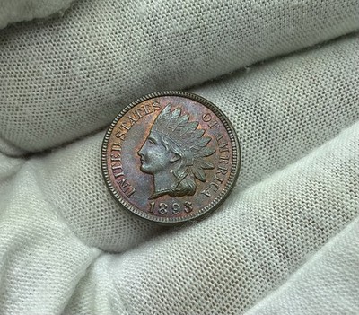 1893 Indian Head Cent **AU+/BU UNC * RB Red-Brown *FULL LIBERTY * Diamonds A302