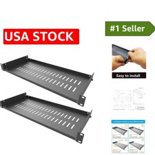 Alloy Steel Vented Cantilever Rack Shelves - 2 Pack 8" Deep for Servers
