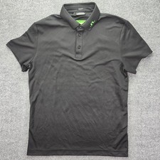 J. Lindeberg Polo Shirt Mens Large Regular Fit Black Golf Stretch Performance