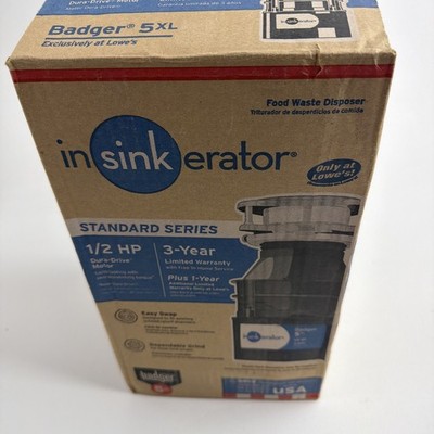 NEW InSinkErator Badger 5 Garbage Disposal 1/2 HP Continuous Feed w/ Power Cord