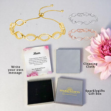 Swarovski® Bracelet Charm Heart Gold Multi Link Women Personalised Jewellery UK