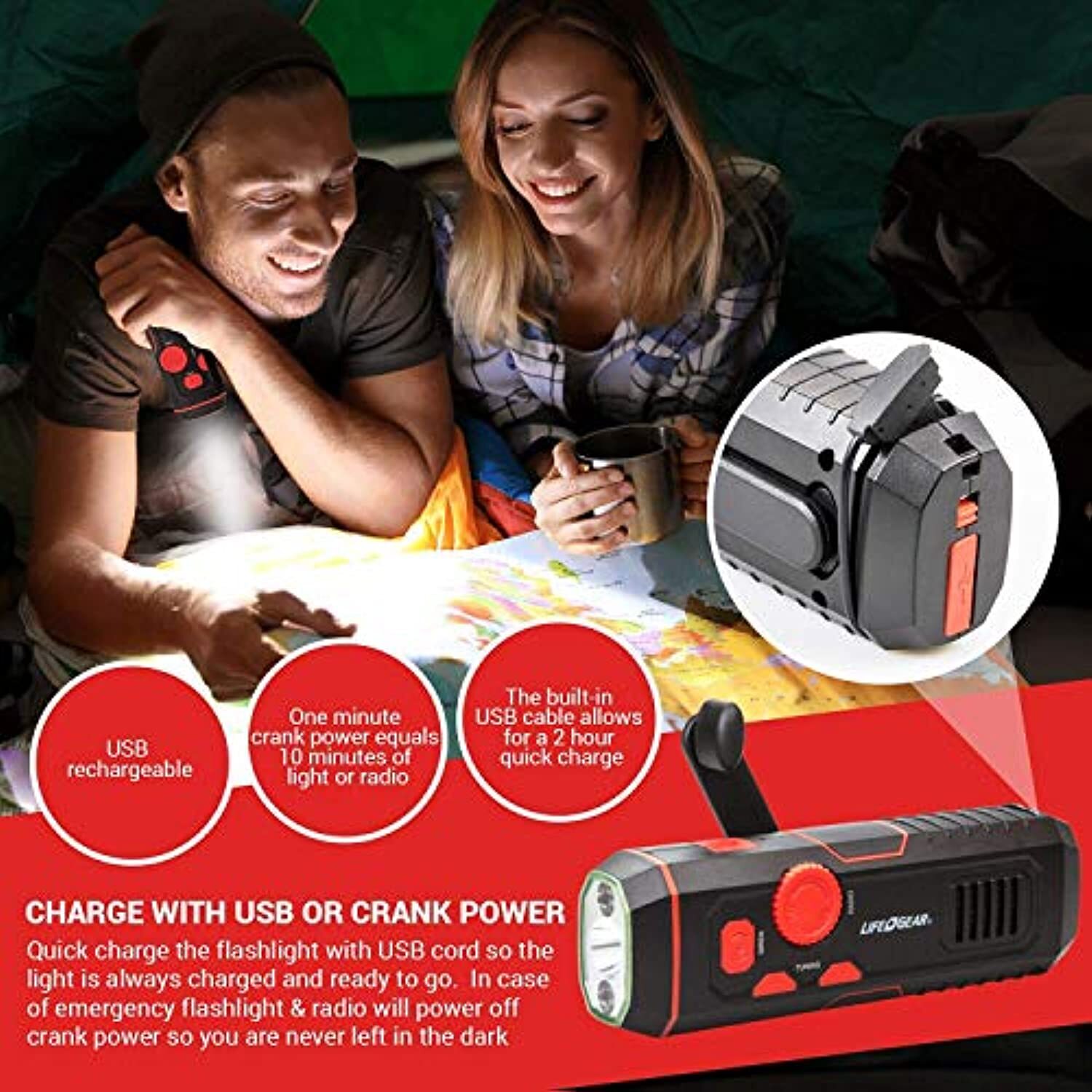 Life Gear StormProof Crank Flashlight