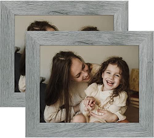 Frametory, 8x10 Photo Frame Grey Distressed Grain Style - Frames for 8 by 10 - Picture 2 of 8