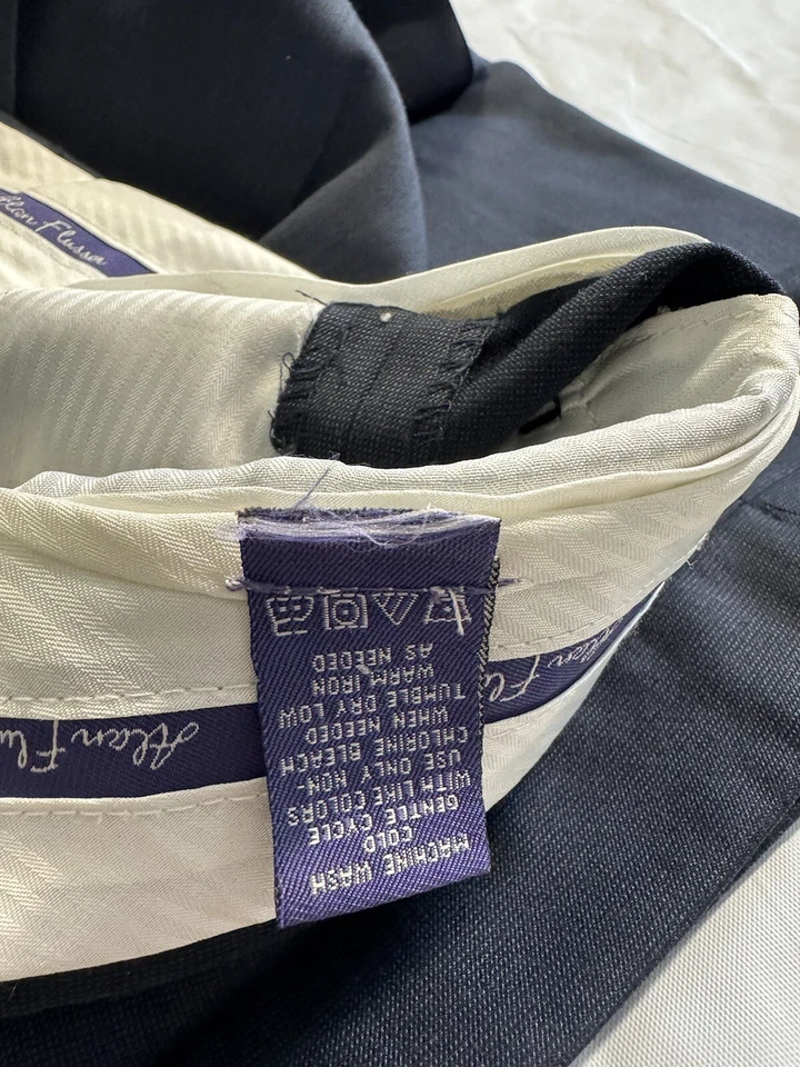 Pantalones para hombre Alan River Classic 2 plisados/puños negros TALLA 38x34 poliéster triple mezcla Foto 4 de 4