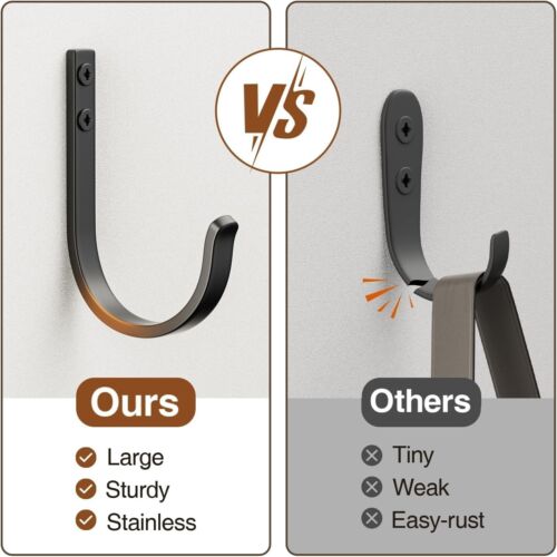 10-Pack Heavy-Duty Wall Hooks - Matte Black Metal Hangers for Home Organization - Picture 5 of 9