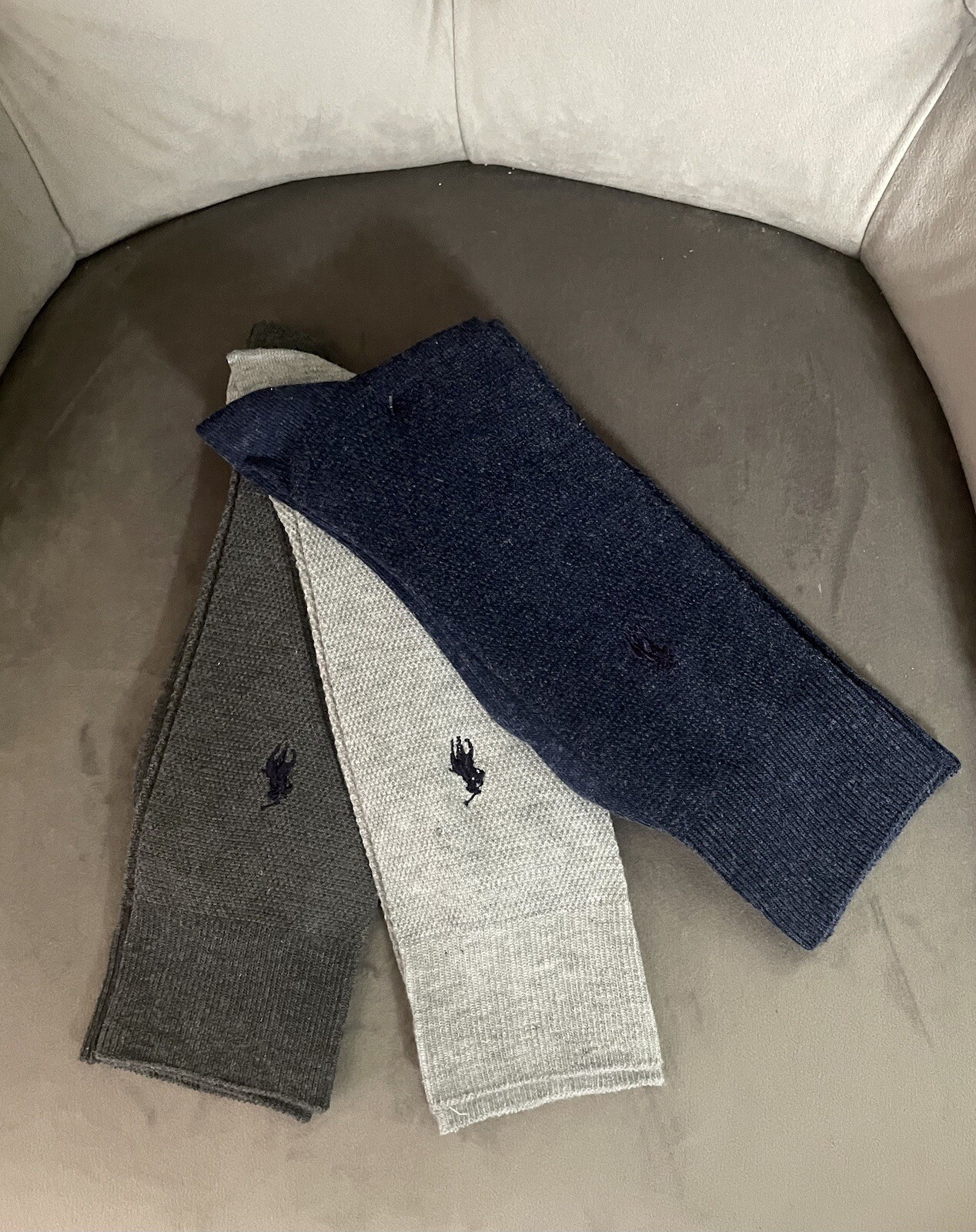 PONY 3 Paia Calze Uomo Polo Ralph Lauren Abito Casual Blu Grigio e Grigio Chiaro Tinta Unita