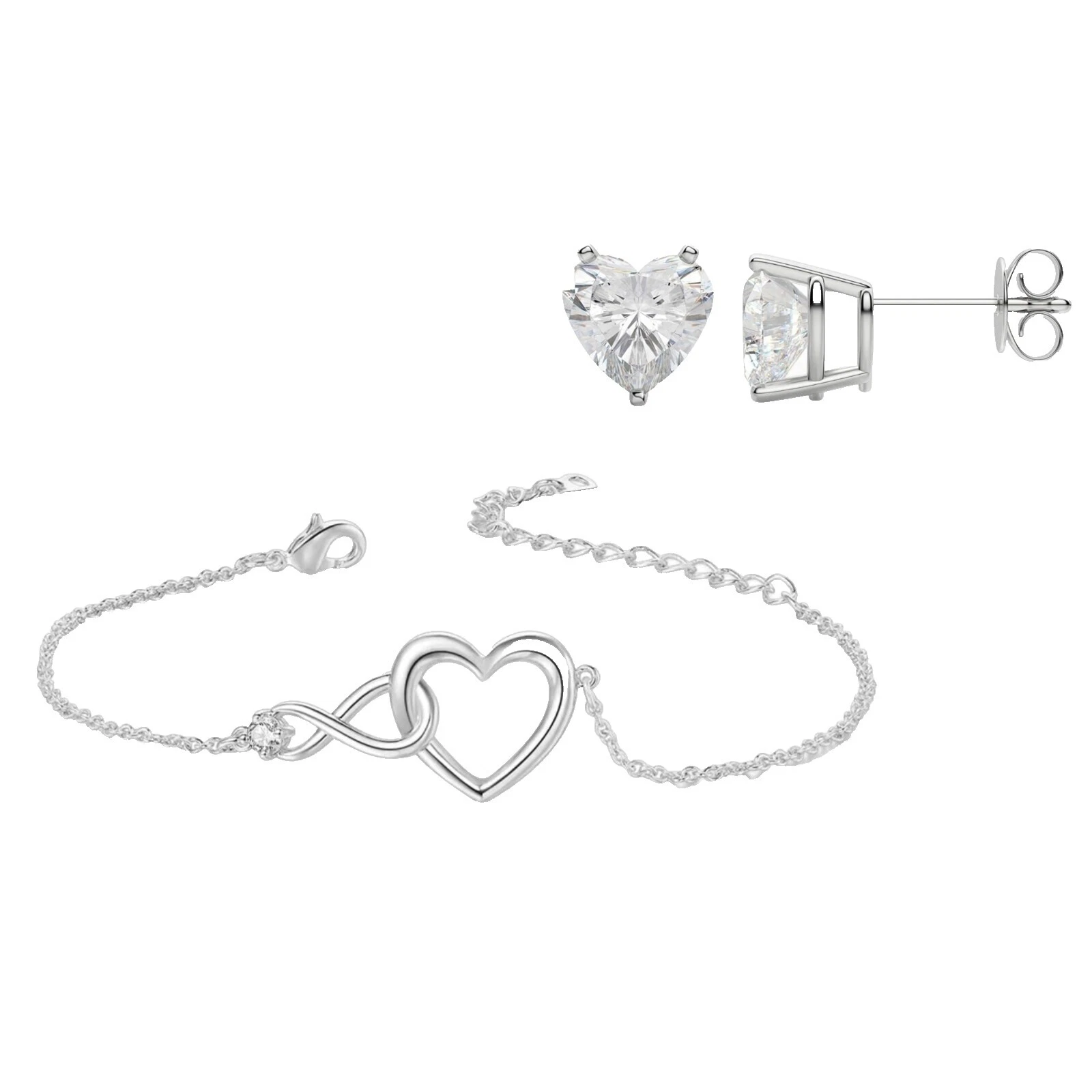 Zirconia cúbica Circonia Cúbica Chapado en Oro Blanco Juego de joyas de moda