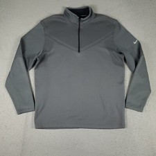 Nike Sweater Mens Size Large Gray Swoosh 1/4 Zip Pullover Sweatshirt 