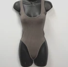 Flirtitude Gray Ribbed Sleeveless Scoop Neck Bodysuit Women's Size XS