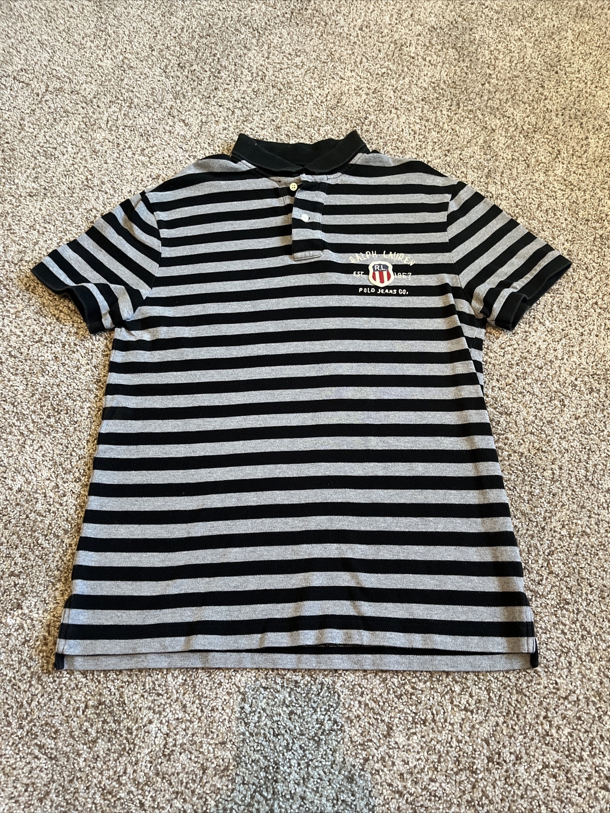 Polo Jeans Co. Ralph Lauren Rugby Polo Shirt Black Gray Size M - main photo