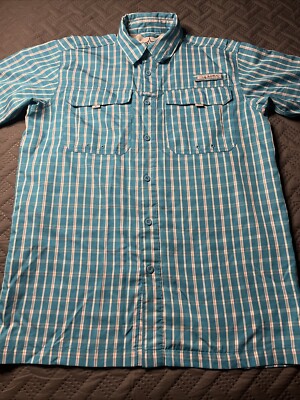 HABIT 40+ Solar Factor Mens Small Short Sleeves Outdoor Fishing Blue  Shirt