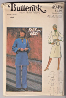 4946 BUTTERICK c.1970s - DRESS TUNIC & PANTS - Sz 46/48 B 50/52''