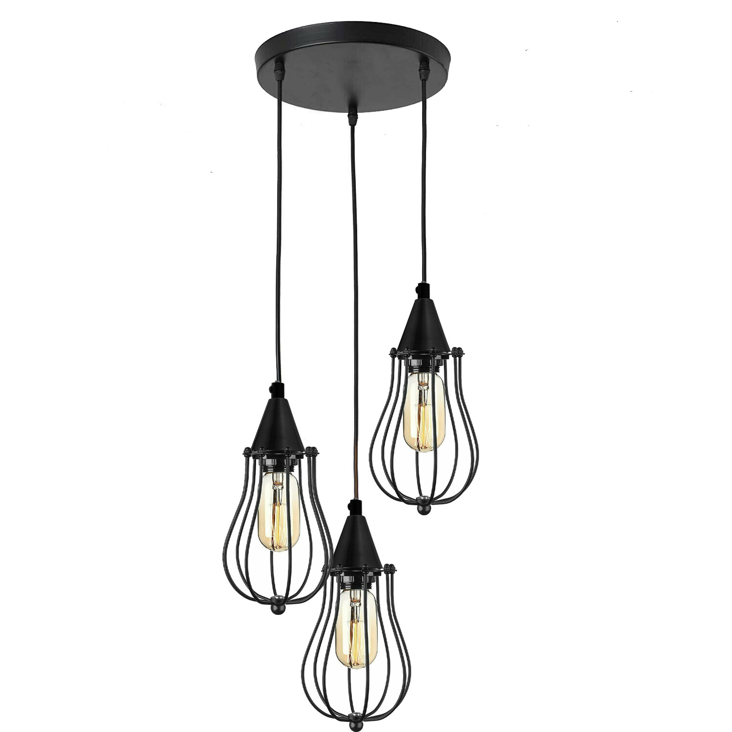 Nueva moderna vintage industrial retro loft jaula lámpara de techo pantalla luz colgante