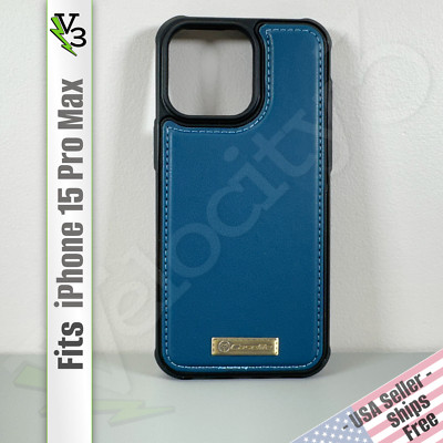 Case for iPhone 15 Pro Max - Navy Blue Faux Leather | Magnetic | by CaseMe