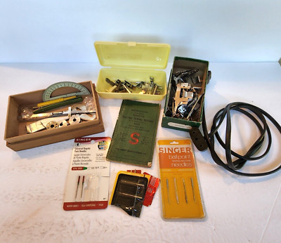 Huge Vintage Singer Sewing Machine Parts Power Cord & Misc Accessories Lot