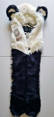 Zebra panda Spirithood NWT Spirithoods Panda Hood With Zebra Corduroy Lining  main image 2