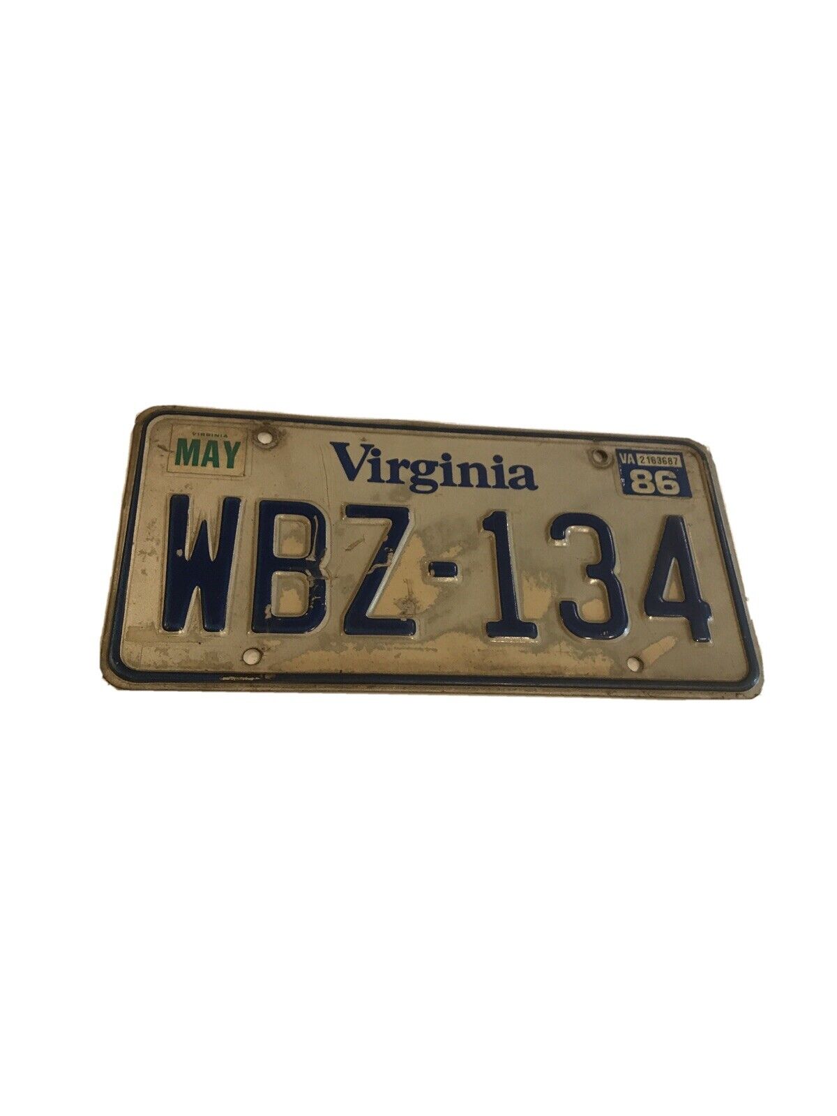 Vintage Virginia License Plate WBZ-134 Tanio, wyprzedaż