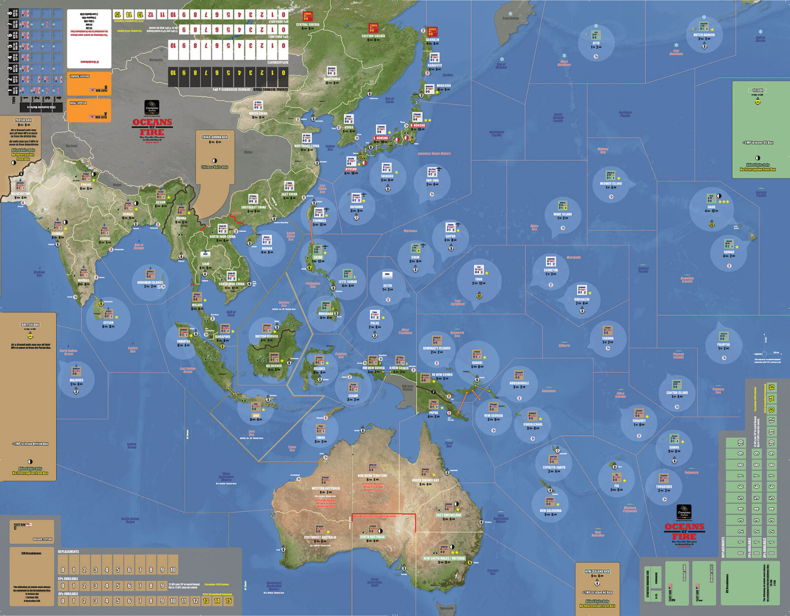 Compass Games Oceans Of Fire The Pacific Theater In WWII NISW Fast