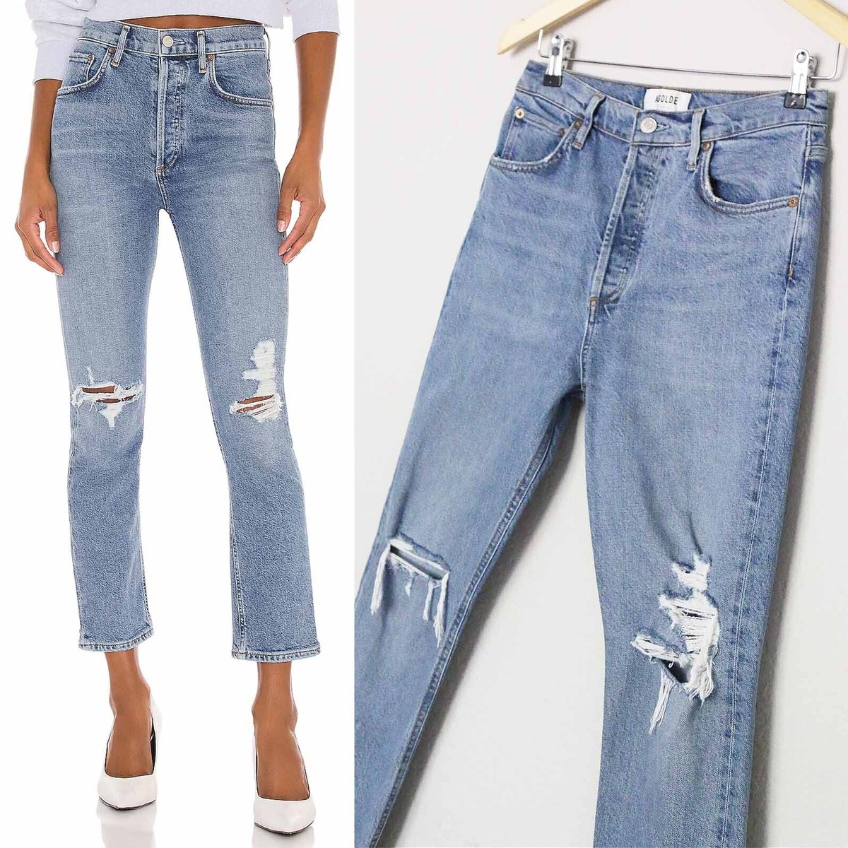 straight crop agolde jeans stretch