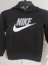 New Nike Boys Kids Fleece Pullover Hoodie NEW Black Big logo Size 4