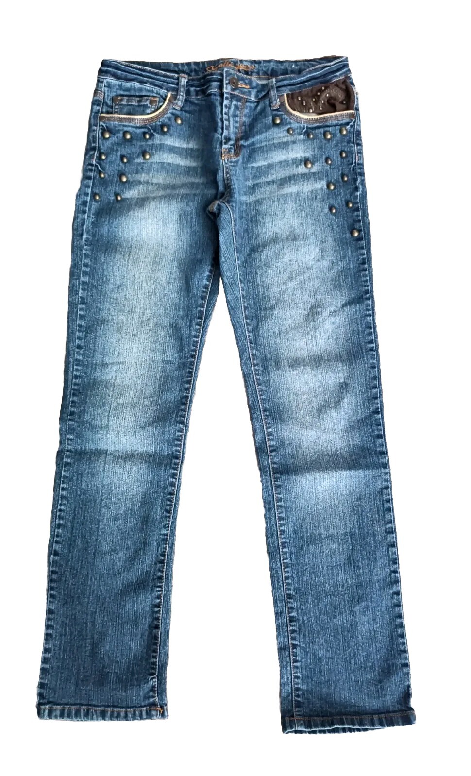 Apollo Jeans Women's Size 9/10 Studded Y2K 90s Western Embellished Straight Leg Jeans