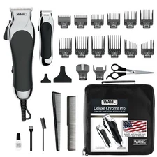 Clipper USA Deluxe Corded Chrome Pro Complete Hair and Trimming Kit Includes ...
