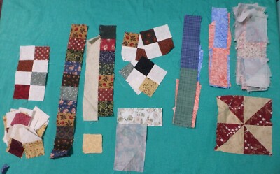 4 lb 13 oz Box Starter Quilt, String Pattern, Sections & Loose Pieces  FSBTB106