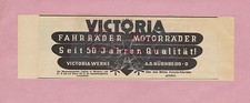 NÜRNBERG, Werbung 1934, Victoria-Werke Fahrrad Motorräder 