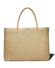 Aqua brand women's Extra-Large Woven Raffia Tote - Natural Beige - retail $128