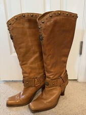 Antonio Melani 8.5 Leather Camel Brown Tan Boots High Buffalo