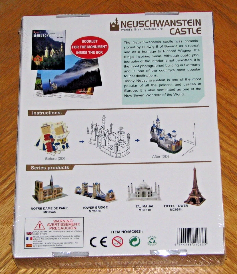 Neuschwanstein Castle Germany - CubicFun 3D Puzzle 98 Pieces - Sealed - Image 3 of 4
