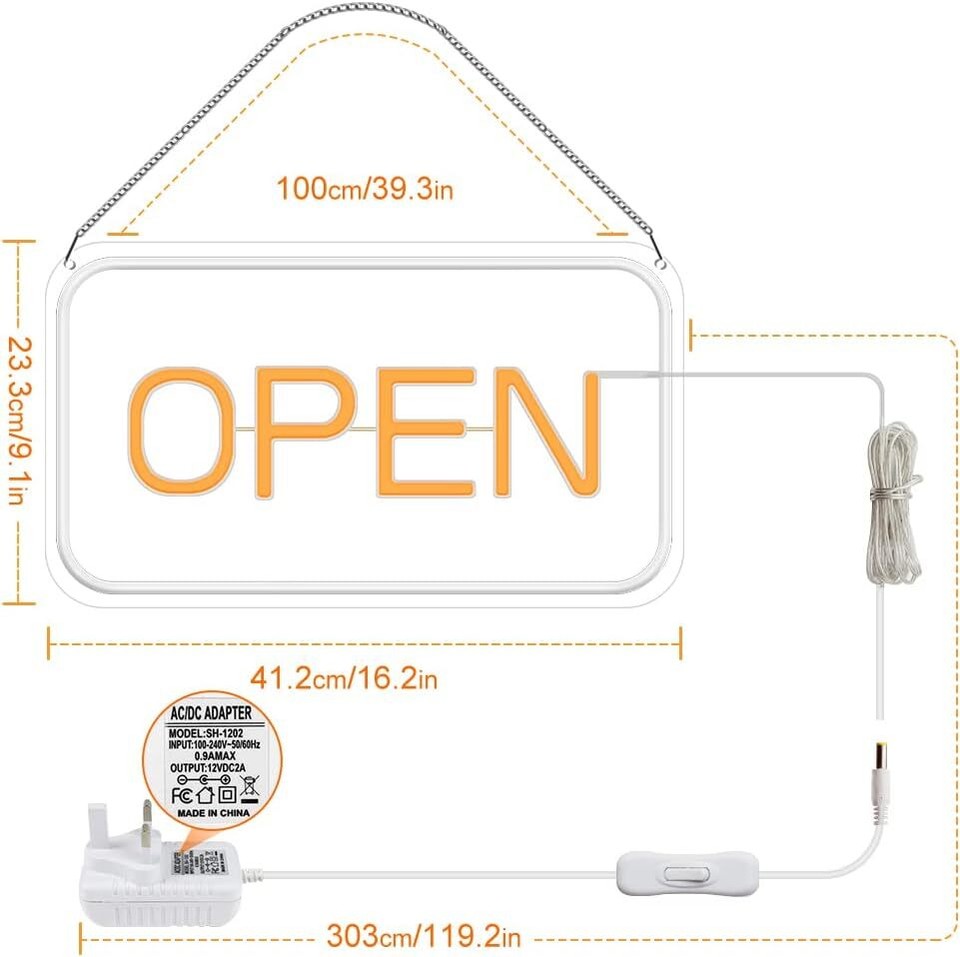 16"x 9" LED Neon Open Sign for Business, Ultra Bright Lighted Sign Open, Elec... eBay