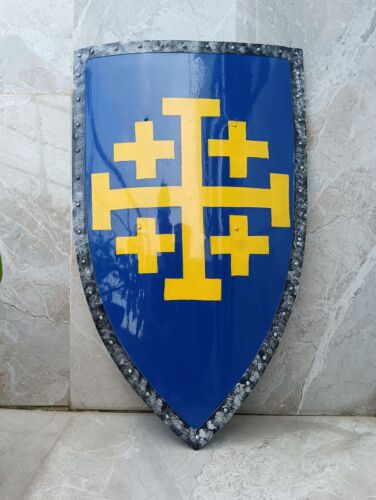 Heater Shield Black Cross Knight Medieval Templar Battle Armor Crusader Warrior