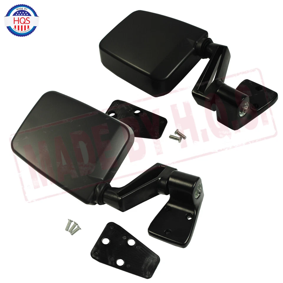 黑色手动侧视镜左右双套装适用于 87-02 吉普牧马人卡车 — 第 2/4 张图片