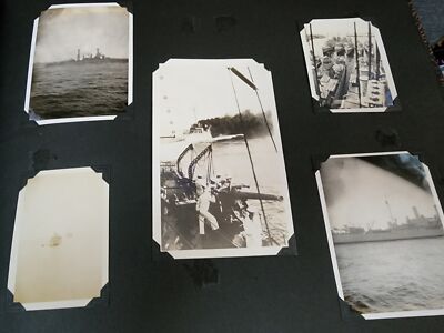 Lot of 5 Vtg B&W Photos of USS Navy Ship, Naval Vessels Shipyard, Cannon on Ship
